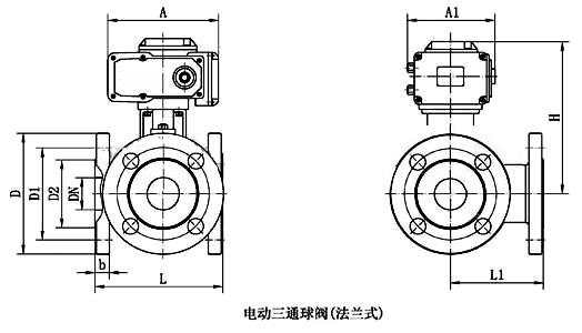 电动三通球阀结构图